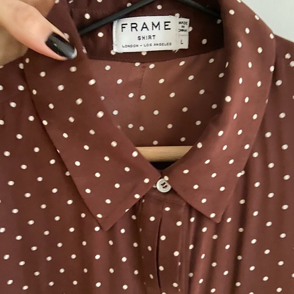 FRAME Silk blouse with placket hidden buttons, back placket down the back S-L - Picture 2 of 11